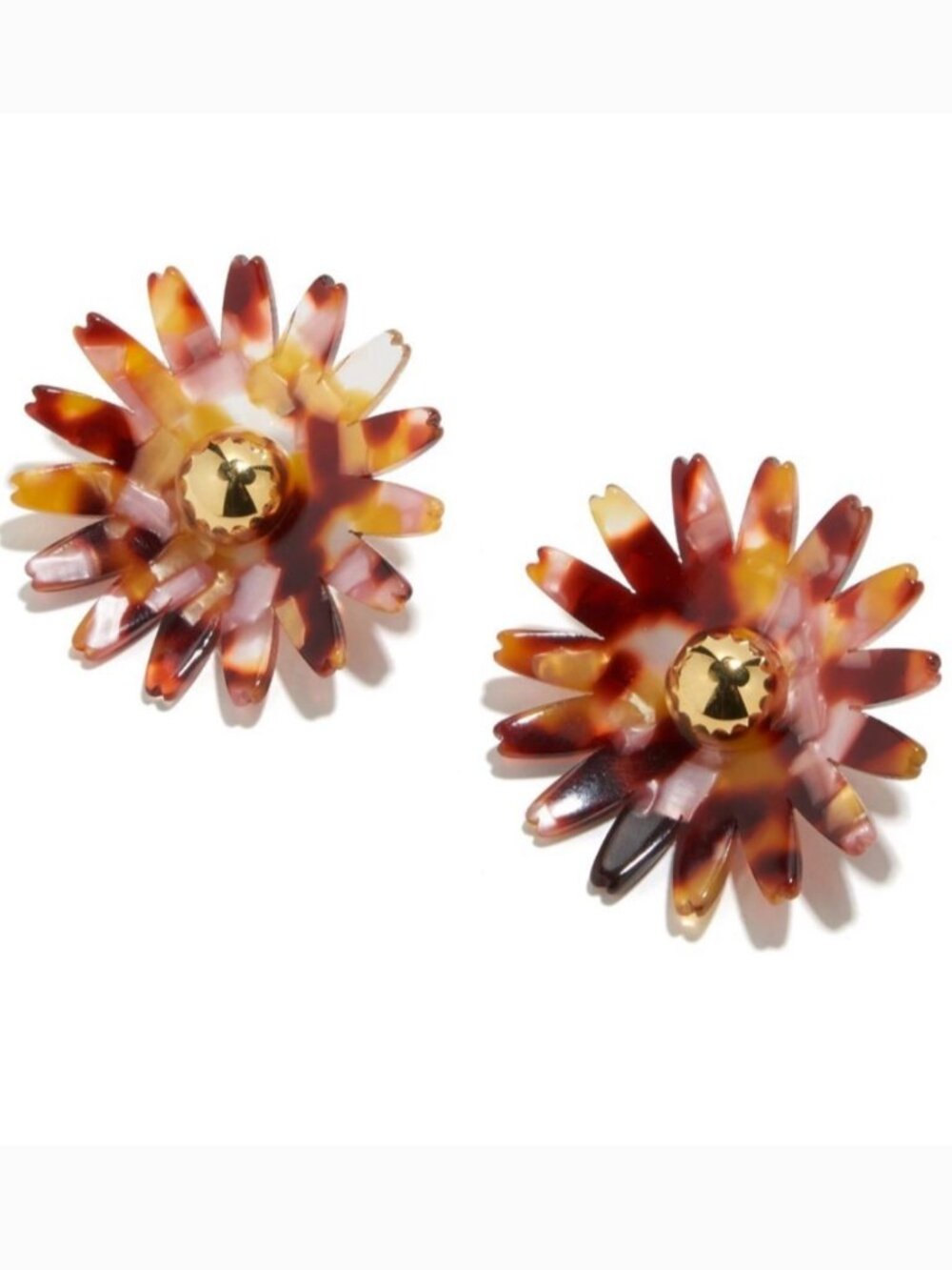 Lele Sadoughi Tortoise Daisy Statement Earrings Floral Resin Studs